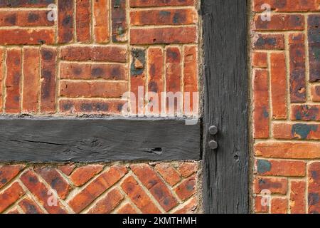 Travi di legno e mattoni modello, Avon, Connecticut Foto Stock