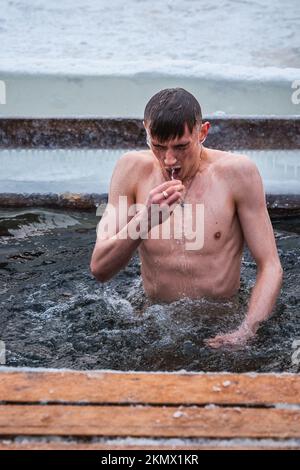 Battesimo invernale a Minsk Bielorussia Foto Stock