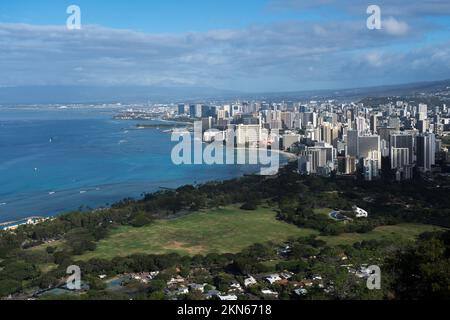 Honolulu città da sopra Ohau Hawaii USA Foto Stock