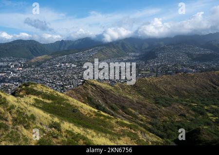 Honolulu città da sopra Ohau Hawaii USA Foto Stock