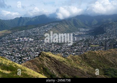 Honolulu città da sopra Ohau Hawaii USA Foto Stock