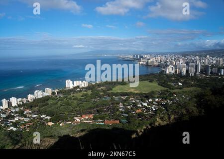 Honolulu città da sopra Ohau Hawaii USA Foto Stock