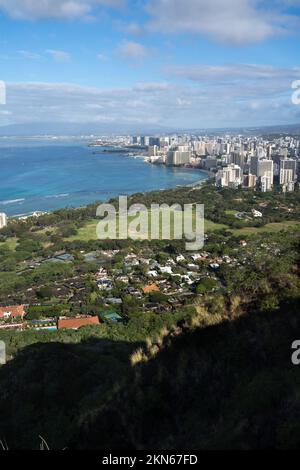 Honolulu città da sopra Ohau Hawaii USA Foto Stock