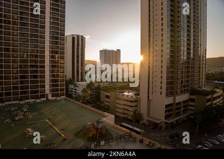 Honolulu città da sopra Ohau Hawaii USA Foto Stock