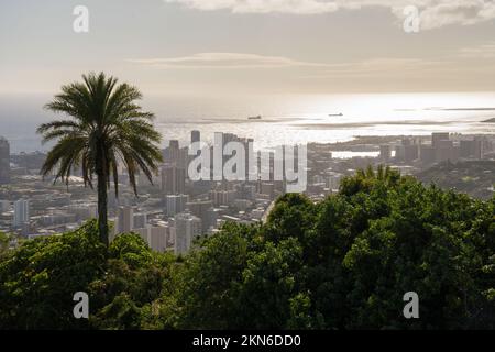 Honolulu città da sopra Ohau Hawaii USA Foto Stock