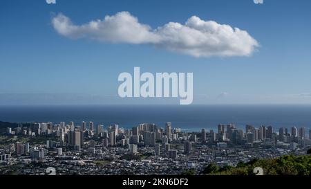 Honolulu città da sopra Ohau Hawaii USA Foto Stock