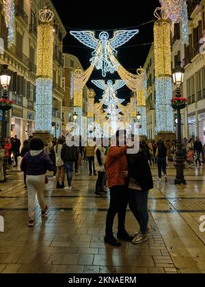 Málaga, Spagna. 26th novembre 2022. Le luci di Natale si accendono. Foto Stock