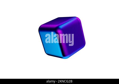 Sfumatura astratta colore viola e blu cubo 3D rendering. Foto Stock