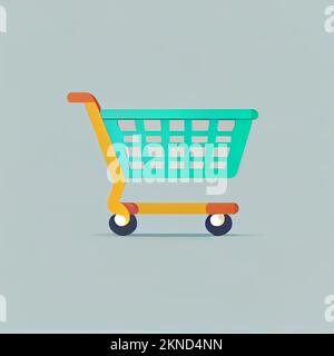 Carta da parati cartoon carrello piatto. Design piatto moderno per lo shopping online disegno di layout del sito web. Sfondi minimalisti Foto Stock