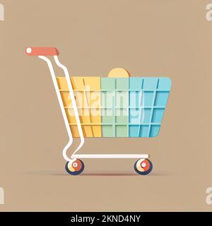 Carta da parati cartoon carrello piatto. Design piatto moderno per lo shopping online disegno di layout del sito web. Sfondi minimalisti Foto Stock
