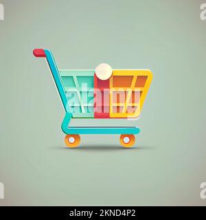 Carta da parati cartoon carrello piatto. Design piatto moderno per lo shopping online disegno di layout del sito web. Sfondi minimalisti Foto Stock