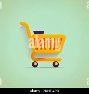 Carta da parati cartoon carrello piatto. Design piatto moderno per lo shopping online disegno di layout del sito web. Sfondi minimalisti Foto Stock