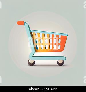Carta da parati cartoon carrello piatto. Design piatto moderno per lo shopping online disegno di layout del sito web. Sfondi minimalisti Foto Stock