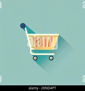 Carta da parati cartoon carrello piatto. Design piatto moderno per lo shopping online disegno di layout del sito web. Sfondi minimalisti Foto Stock