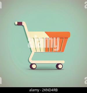 Carta da parati cartoon carrello piatto. Design piatto moderno per lo shopping online disegno di layout del sito web. Sfondi minimalisti Foto Stock