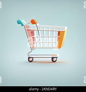 Carta da parati cartoon carrello piatto. Design piatto moderno per lo shopping online disegno di layout del sito web. Sfondi minimalisti Foto Stock