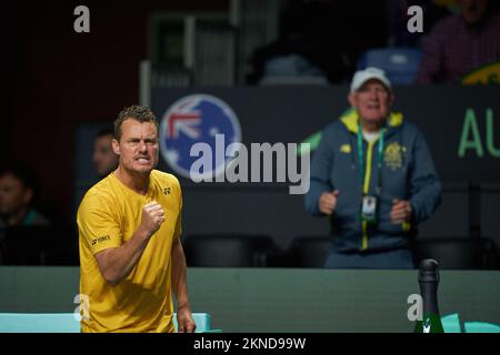 Lleyton Hewitt, Capitano d'Australia visto durante la Coppa Davis da Rakuten finale 8 al Palacio de Deportes Martin Carpena.Final Score; Denis Shapovalov 2:0 Thanasi Kokkinakis. Foto Stock