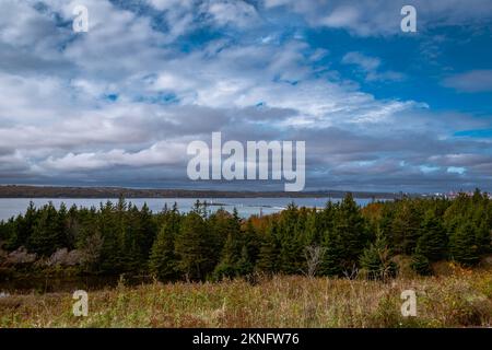 vista panoramica dell'isola di mcnabs e del porto di halifax Foto Stock