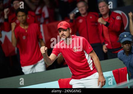 Malaga, Spagna. 27th Nov 2022. Frank Dancevic, Capitano del Canada visto durante la Coppa Davis da Rakuten finale 8 al Palacio de Deportes Martin Carpena.Final Score; Felix Auger Aliassime 2:0 Alex de Minaur. Credit: SOPA Images Limited/Alamy Live News Foto Stock