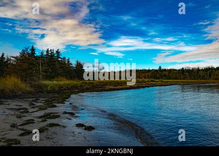 La spiaggia lungo Wreck Cove sull'isola McNabs halifax nova scotia canada Foto Stock