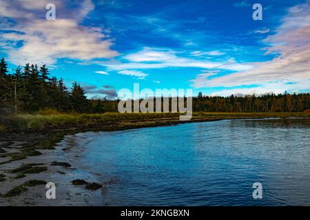 La spiaggia lungo Wreck Cove sull'isola McNabs halifax nova scotia canada Foto Stock