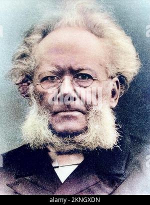 HENRIK IBSEN (1828-1906) drammaturgo norvegese circa 1880. Foto Stock