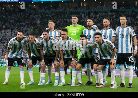 LUSAIL, QATAR - 26 NOVEMBRE: Giocatore di Argentina posa per la foto prima della partita di Coppa del mondo FIFA Qatar 2022 gruppo C tra Argentina e Messico al Lusail Stadium il 26 novembre 2022 a Lusail, Qatar. (Foto di Florencia Tan Jun/PxImages) Foto Stock