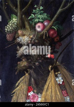 Quattro stagioni in una testa, 1590, Pittura di Giuseppe Arcimboldo Foto Stock