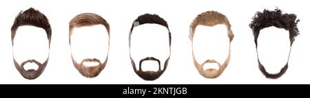 Set di acconciature uomo alla moda per designer isolati sul bianco Foto Stock