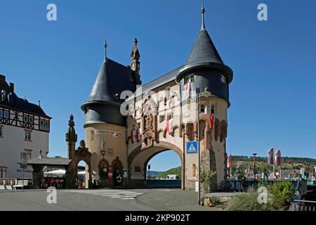 Bridge Gate, Traben-Trarbach, Mosella, Renania-Palatinato, Germania, Europa Foto Stock