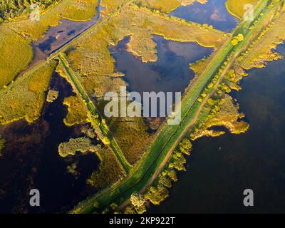 Drone shot, cuore, Lago Stawy Dojlidzkie, Bialystok, Podlaskie, Polonia, Europa Foto Stock