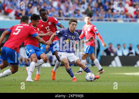 Al Rayyan, Qatar. 27th Nov 2022. Calcio/Calcio Ritsu Doan (JPN) : Coppa del mondo FIFA 2022 fase di gruppo incontro di gruppo e tra Giappone 0-1 Costa Rica allo stadio Ahmad Bin Ali di al Rayyan, Qatar . Credit: Mutsu Kawamori/AFLO/Alamy Live News Foto Stock