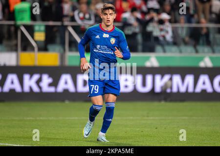 Varsavia, Polonia. 16th Set, 2022. OLAF Kobacki di Miedz visto durante il PKO polacco Ekstraklasa League match tra Legia Warszawa e Miedz Legnica al Maresciallo Jozef Pilsudski Legia Warsaw Municipal Stadium.Final Score; Legia Warszawa 3:2 Miedz Legnica. (Foto di Mikolaj Barbanell/SOPA Images/Sipa USA) Credit: Sipa USA/Alamy Live News Foto Stock