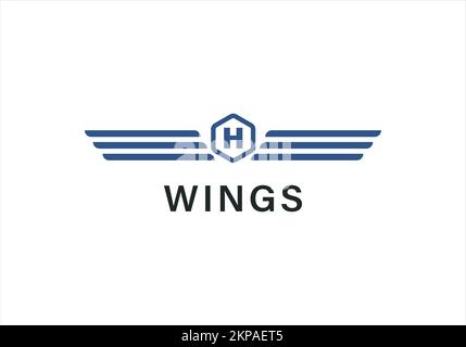 Wings Logo modello vettoriale astratto Wings Logo. Icona del logo Aircraft Wings Illustrazione Vettoriale