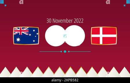 Australia vs Danimarca partita di calcio, concorso internazionale di calcio 2022. Icona Versus. Illustrazione Vettoriale