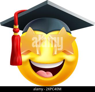 Emoji Graduate College Star Eyes Cartoon Emoticon Illustrazione Vettoriale