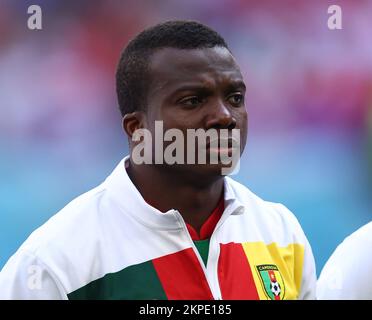 Al Wukair, Qatar. 28th Nov 2022. Toto Nohou del Camerun durante la partita di Coppa del mondo FIFA 2022 allo Stadio al Janoub, al Wukair. Il credito per le immagini dovrebbe essere: David Klein/Sportimage Credit: Sportimage/Alamy Live News Foto Stock