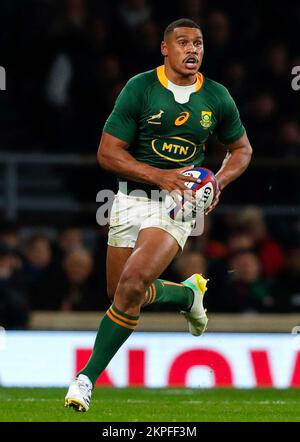 Damian Willemse del Sud Africa durante la partita internazionale autunnale al Twickenham Stadium, Londra. Data immagine: Sabato 26 novembre 2022. Foto Stock