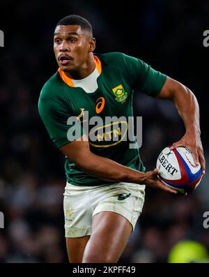 Damian Willemse del Sud Africa durante la partita internazionale autunnale al Twickenham Stadium, Londra. Data immagine: Sabato 26 novembre 2022. Foto Stock