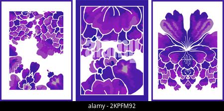 Flora decorazione o sfondi, petali fioritura e fogliame Illustrazione Vettoriale