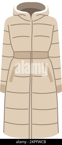 Abbigliamento invernale da donna, giacca lunga outerwear Illustrazione Vettoriale