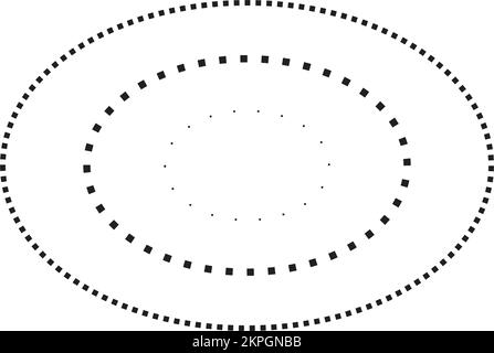Simbolo a forma di ellisse tracciante, elemento a linea tratteggiata tratteggiato per prescolare, asilo nido e bambini Montessori prescrivere, disegnare e tagliare pr Illustrazione Vettoriale