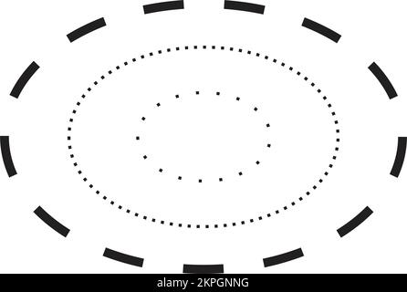 Simbolo a forma di ellisse tracciante, elemento a linea tratteggiata tratteggiato per prescolare, asilo nido e bambini Montessori prescrivere, disegnare e tagliare pr Illustrazione Vettoriale