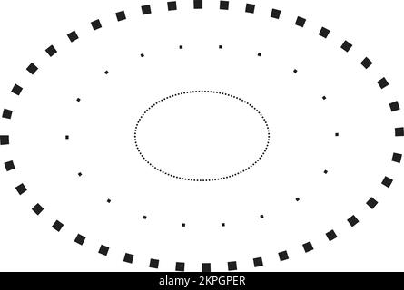 Simbolo a forma di ellisse tracciante, elemento a linea tratteggiata tratteggiato per prescolare, asilo nido e bambini Montessori prescrivere, disegnare e tagliare pr Illustrazione Vettoriale