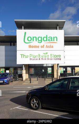 Longdan The Home of Asia Store commercio al dettaglio grande negozio segno e l'ingresso alla base pianta Living supermercato al Lakeside Retail Park West Thurrock Essex Foto Stock