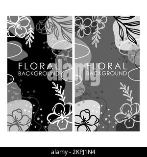 SOCIAL MEDIA FIORE SFONDO floreale sfondo monocromatico con fiori di Apple Tree e Jasmine composizioni per Social Media Internet Vector Illustr Illustrazione Vettoriale