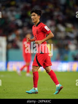 Hwang della Corea del Sud durante la partita di Coppa del mondo FIFA Group H allo stadio Education City di al-Rayyan, Qatar. Data immagine: Lunedì 28 novembre 2022. Foto Stock