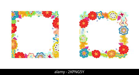 Cornice rettangolare multicolore realizzata in varie forme Illustrazione Vettoriale