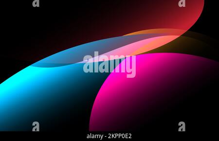 Un vettore di forme geometriche astratte e colorate su sfondi neri. Illustrazione Vettoriale