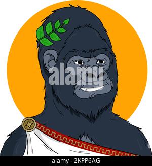 Gorilla in costume di Giulio Cesare NFT concetto. Illustrazione vettoriale Illustrazione Vettoriale